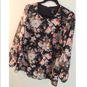 Long floral print blouse